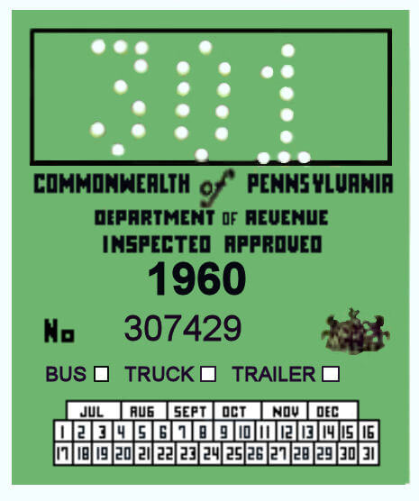 1960 Pennsylvania Inspection Sticker